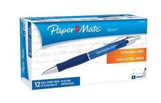 Papermate Apex Retractable Ballpoint Pens, Blue Ink, Bold Point, 1.6mm 