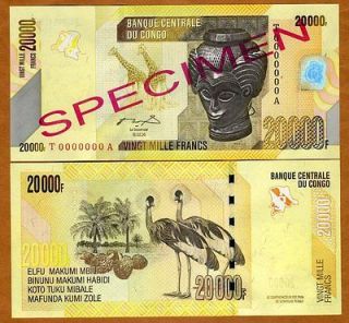 SPECIMEN, Congo D. R., 20000 (20,000) Francs, 2006 (2012), P New, UNC