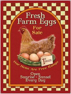 FRESH FARM EGGS FOR SALE/ HEN, COLLECTABLE 12X 8 METAL SIGN