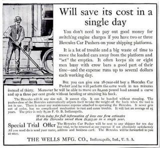 1908 hercules hand operated railroad car pusher ad time left