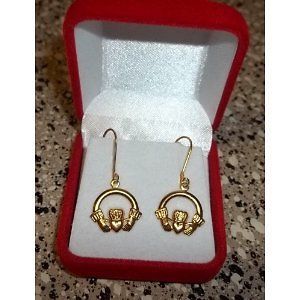 claddagh leverback earrings 24k gold plated  24
