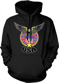   Hoodie Pullover Sweatshirt American Flag Eagle United States Patriotic