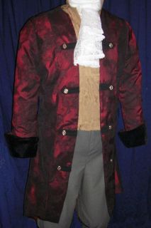 Stylish & Classy Red Black Rococo Pirate Colonial Frock Coat 40