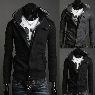 Mens Slim Top Designed Sexy Hoody Jacket Coat Outwear Tops 2color 
