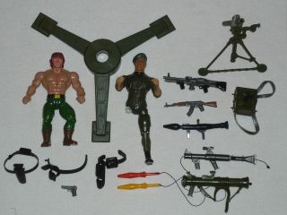 Rambo Action Figures Set  Trautman, 10 Weapons/Guns/M​ortar +Extras 