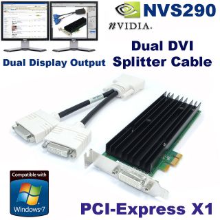 Low Profile NVS290 PCI E x1 Quadro 256MB LP Graphic Card+Dual DVI 