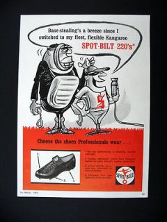 Spot Bilt 220 Kangaroo Baseball Shoes Cleats umpire 1963 print Ad 