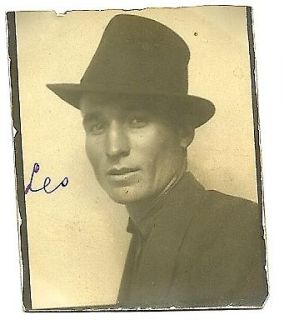 Vintage Old Booth Photo of a Dark Handsome Man Les Wearing a Fedora 