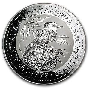 1992 australian kookaburra bird $ 30 1 kilo pure silver