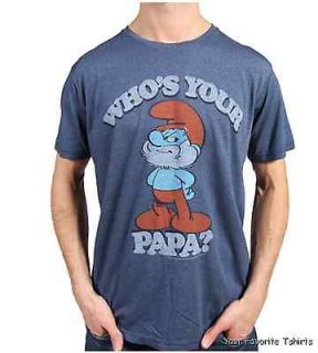   Licensed Junk Food Smurfs Papa Smurf Whos Your Papa Adult Shirt S XL