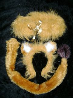 Lion Ears And Tail Set With Mane Gold Faux Fur Instant Fancy Dress 