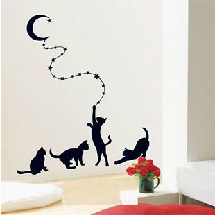 various colors)Owl Cats Decor Mural Art Wall Sticker Decal Y410