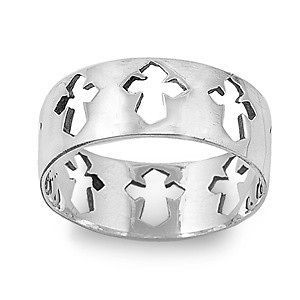Sterling Silver Cross Ring Vintage Christian Religious Faith Band 