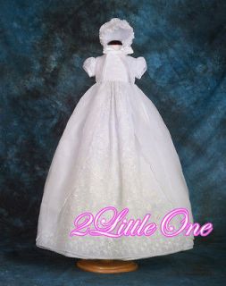 Lace Vintage Baptism Christening Gown Dress Bonnet Baby Girl Size 12 