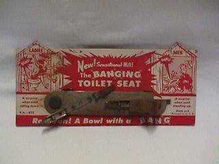vintage original banging toilet seat gag toy on card time