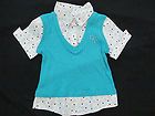 New without Tags Zoey Girl Sweater Vest Dress Shirt White~Aqua Blue 
