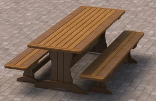 8ft Trestle Style Picnic Table with Benches Plans 002   Easy to Build