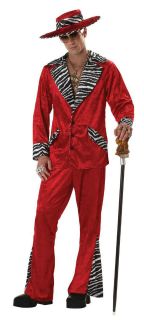 Pimp Suit Red Cadillac Costume Medium, Zebra (White and Black) Print 