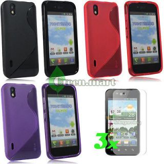 GEL TPU CASE COVER+SCREEN PROTECTOR FOR.LG MARQUEE LS855 OPTIMUS 