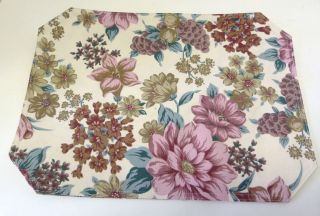 placemats reversible cotton mauve pink green floral on white 