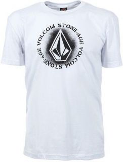 volcom stone age stencil t shirt white ships free expedited