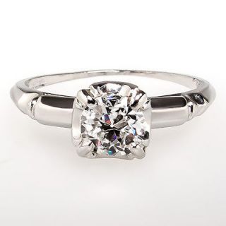   Art Deco Engagement Ring Old European Cut Diamond Solid Platinum