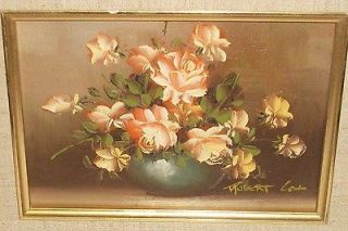 ROBERT COX ORIGINAL OIL ON BOARD FLORAL VASE SMALL PAINTING FRAMED