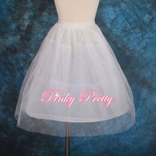   Hoop 2 Tiers Crinoline Petticoat Slip Underskirt White PC002