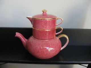 vtg royal winton grimwades mottled pink stacking teapot from canada