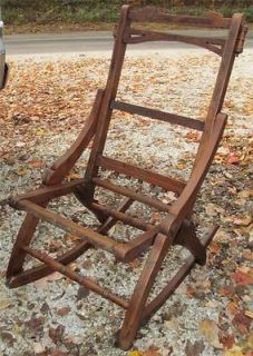Vintage Late 1800s Wooden Frame Solid Folding Rocking Chair