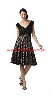 Adrianna Papell Black Lace Overlay Surplice Cocktail Dress 10 $182 New