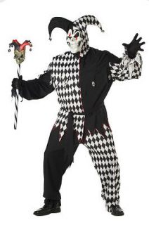 scary evil jester clown plus size adult costume