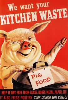2W86 Vintage WWII Kitchen Waste Pig Food World War 2 WW2 Poster A2 A3