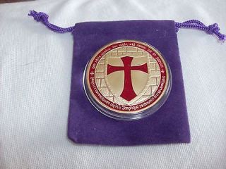 Mason Masonic Templar Gold Plate Medallion Collectible Brotherhood 