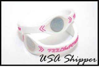 Small WHITE Power Band Balance Bracelet Wristbands   ships from USA (2 
