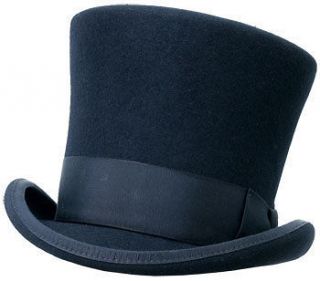 Adult Black Wool Tall Gentlemens Top Hat Victorian Dickens Slash 