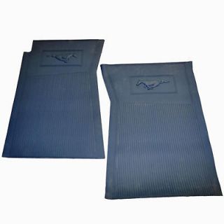 1965 73 Mustang 4pc Rubber Floor Mats BLUE w/ Pony Logo (Fits Mustang 