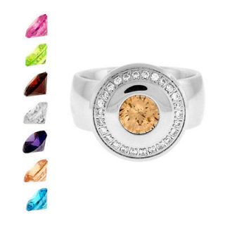 Stainless Steel Ring Set 7 CZ stone Interchangeable Multi Color Size 6 