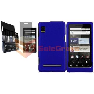   Droid 2 Global Blue Hard Rubber Cover Skin Case+Privacy Screen Pro