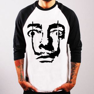 SALVADOR DALI Face art pop design Baseball Jersey t shirt 3/4 sleeve 