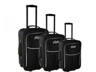 New Black All Season Vacation Expandable 3 Piece Upright Luggage Set 