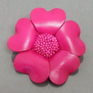 Handmade Pink Praire Rose Flower Hair Ties Band Ponytail 100% Leather