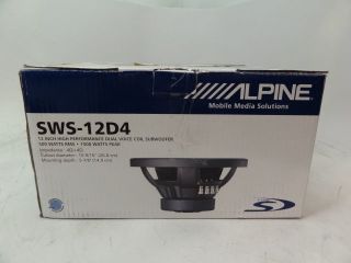 Alpine SWS 12D4 12 Dual  Voice Coil 4 Ohm Subwoofer 500W RMS, 1500W 