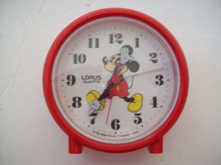 mickey mouse lorus quartz travel alarm clock japan red time