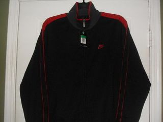 75 NEW Mens Nike Track Jacket BLACK/RED Embroidered Stretch 2 Pocket 