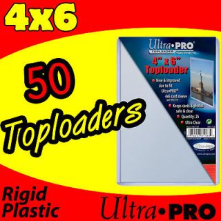 50 ultrapro rigid top load 4x6 postcard holders sleeves expedited 
