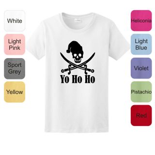 Yo Ho Ho Christmas Pirate LADIES T Shirt Jolly Roger Skull Flag Funny 