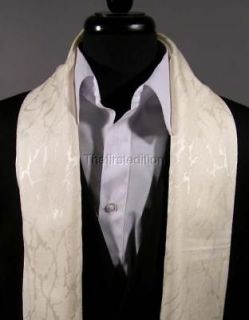 new modern day ivory textured silk ascot cravat scarf one day shipping 