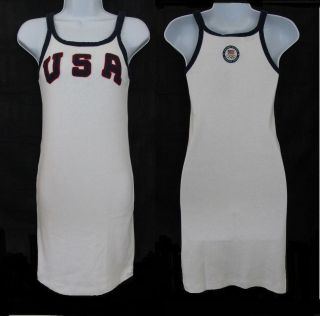 90 NWT Ralph Lauren USA Olympic Team Cotton White Ribbed Tank Short 