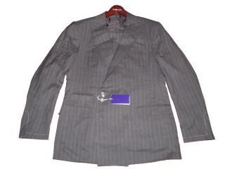 5,495 NWT RALPH LAUREN PURPLE LABEL MENS DB GREY STRIPED WOOL 